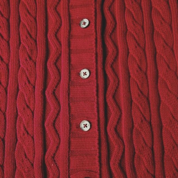 Fairway & Greene Vintage Christmas Red Button Front Cable Knit & Ribbed Vest - Picture 3 of 7